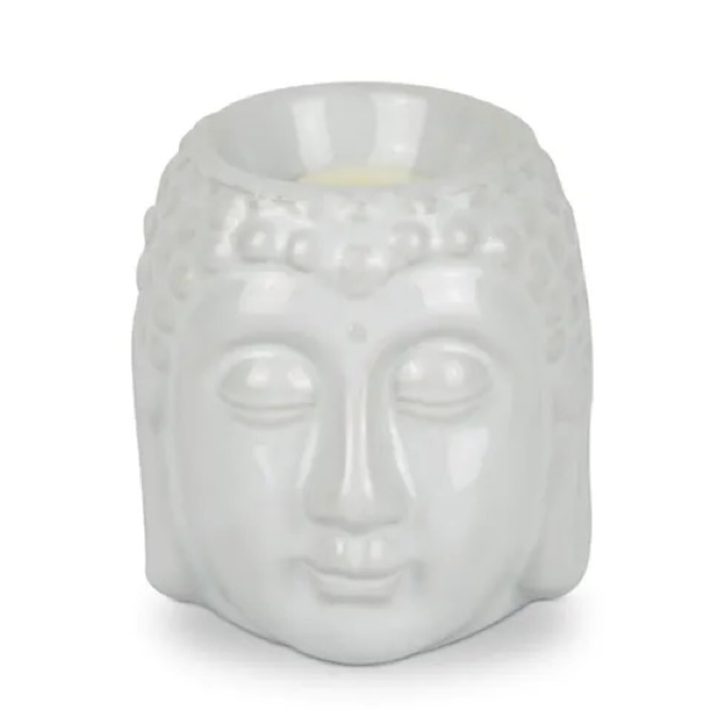 BUDDHA HEAD WHITE CERAMIC MINI WAX OUL WARMER MELT